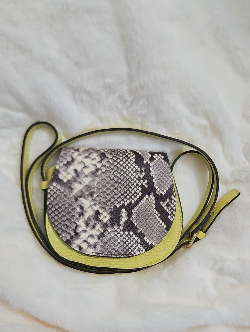 Gianni Chiarini Genuine Leather Crossbody Bag | Snake Print & Lime Green